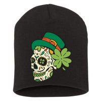 St Patricks Clover Skull Short Acrylic Beanie