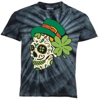 St Patricks Clover Skull Kids Tie-Dye T-Shirt