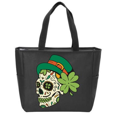 St Patricks Clover Skull Zip Tote Bag