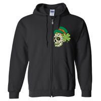 St Patricks Clover Skull Full Zip Hoodie