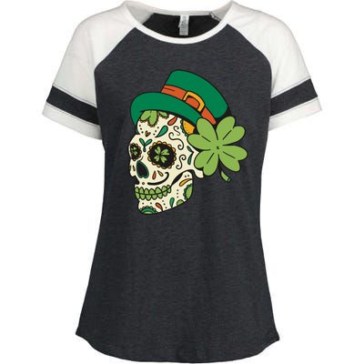 St Patricks Clover Skull Enza Ladies Jersey Colorblock Tee