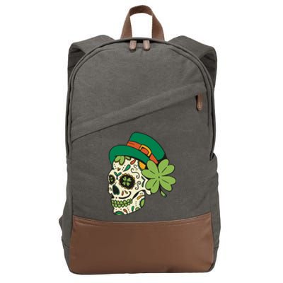 St Patricks Clover Skull Cotton Canvas Backpack