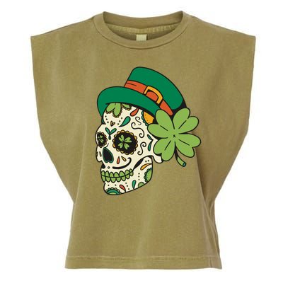 St Patricks Clover Skull Garment-Dyed Women's Muscle Tee