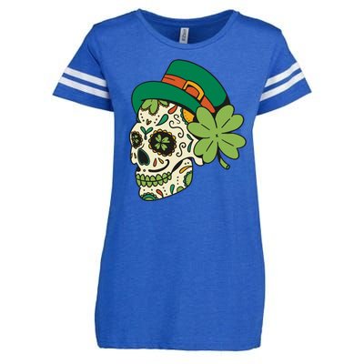 St Patricks Clover Skull Enza Ladies Jersey Football T-Shirt