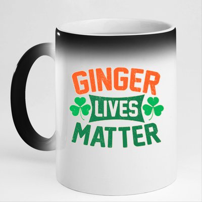 St Patricks Day - Ginger Lives Matter 11oz Black Color Changing Mug