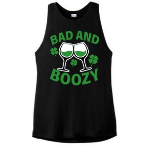 St Patrick's Day Bad and Boozy Ladies PosiCharge Tri-Blend Wicking Tank