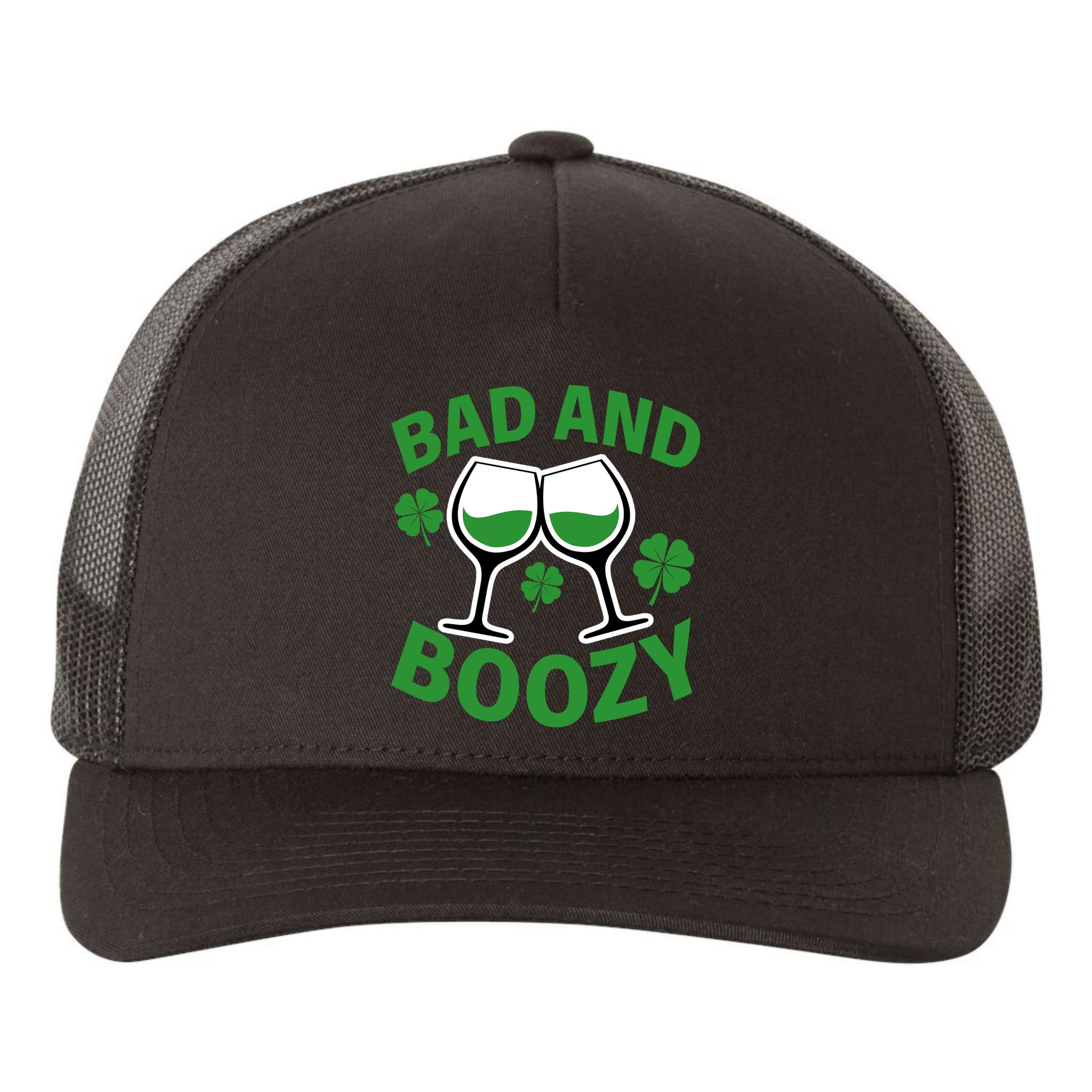 St Patrick's Day Bad and Boozy Yupoong Adult 5-Panel Trucker Hat