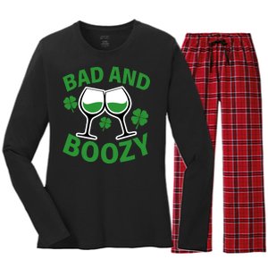 St Patrick's Day Bad and Boozy Women's Long Sleeve Flannel Pajama Set 