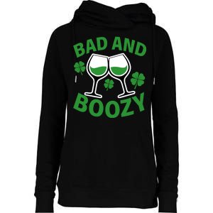 St Patrick's Day Bad and Boozy Womens Funnel Neck Pullover Hood