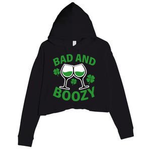 St Patrick's Day Bad and Boozy Crop Fleece Hoodie