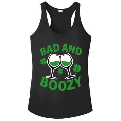 St Patrick's Day Bad and Boozy Ladies PosiCharge Competitor Racerback Tank