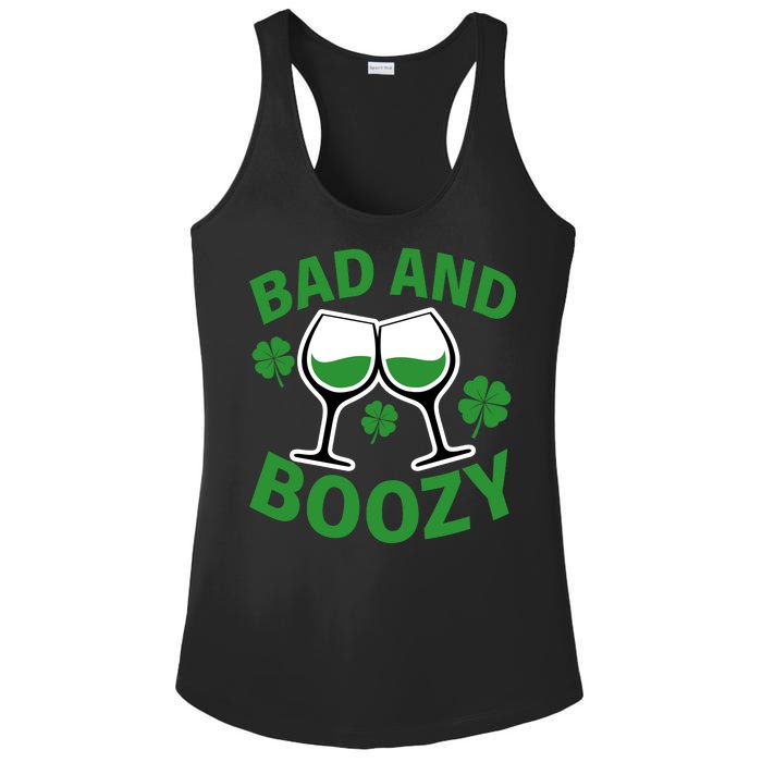 St Patrick's Day Bad and Boozy Ladies PosiCharge Competitor Racerback Tank