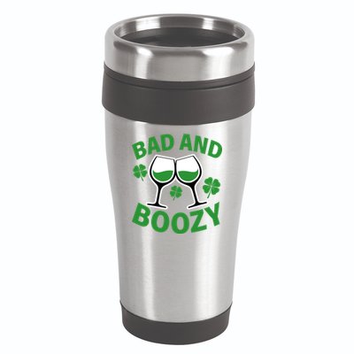 St Patrick's Day Bad and Boozy 16oz Travel Tumbler