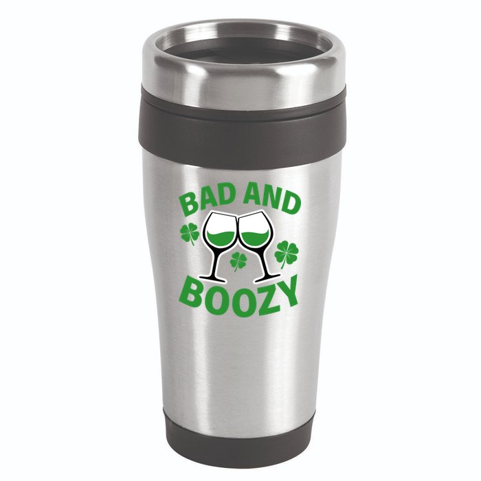 St Patrick's Day Bad and Boozy 16oz Travel Tumbler