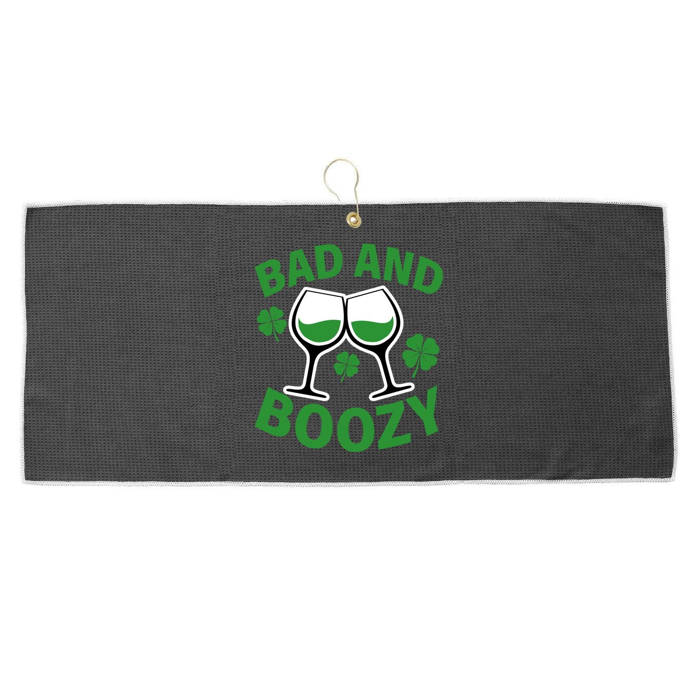 St Patrick's Day Bad and Boozy Large Microfiber Waffle Golf Towel