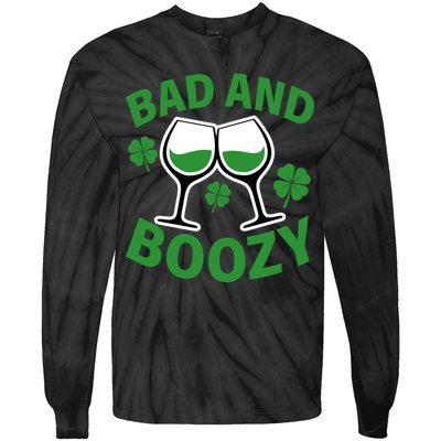 St Patrick's Day Bad and Boozy Tie-Dye Long Sleeve Shirt