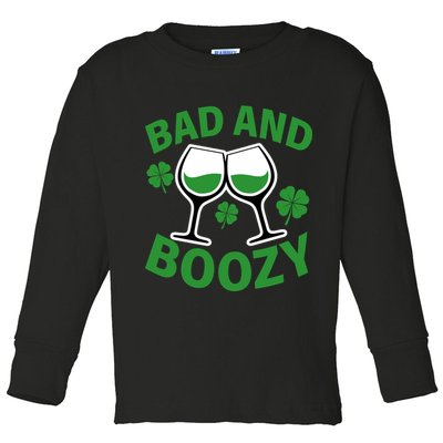 St Patrick's Day Bad and Boozy Toddler Long Sleeve Shirt