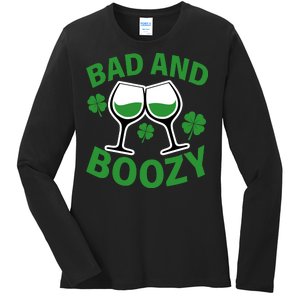 St Patrick's Day Bad and Boozy Ladies Long Sleeve Shirt