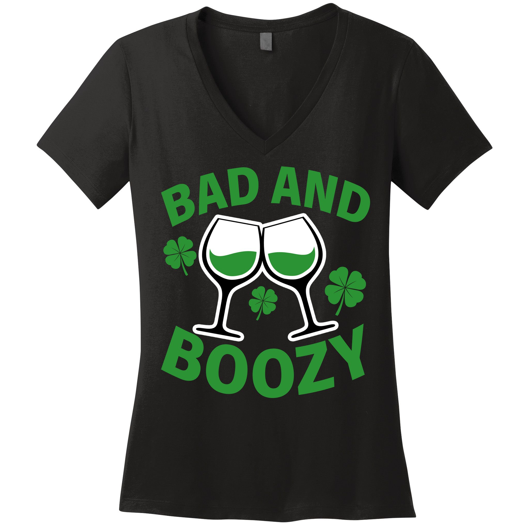 St Patrick's Day Bad and Boozy Women's V-Neck T-Shirt