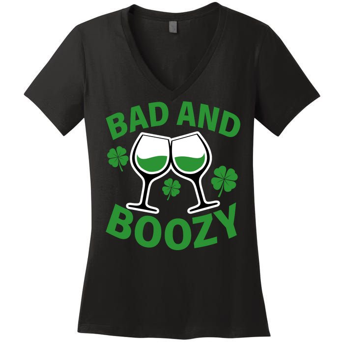 St Patrick's Day Bad and Boozy Women's V-Neck T-Shirt