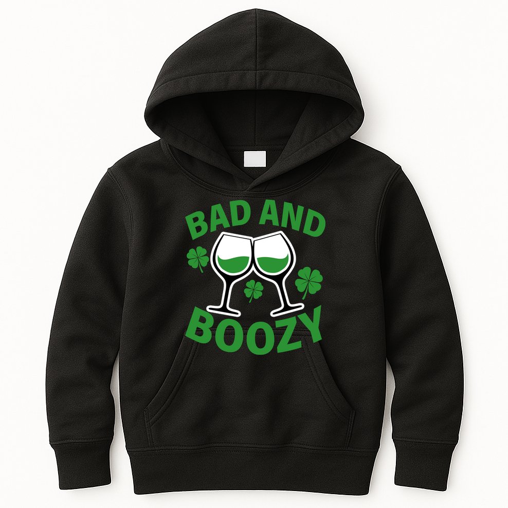 St Patrick's Day Bad and Boozy Kids Hoodie