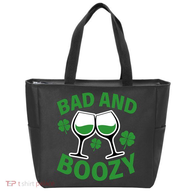 St Patrick's Day Bad and Boozy Zip Tote Bag