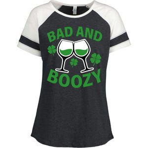 St Patrick's Day Bad and Boozy Enza Ladies Jersey Colorblock Tee