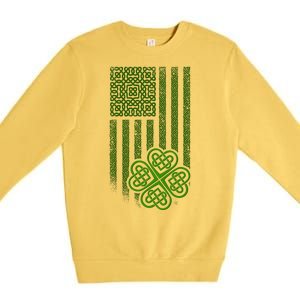 St Patrick's Day Celtic Shamrock US American Flag Premium Crewneck Sweatshirt