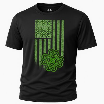 St Patrick's Day Celtic Shamrock US American Flag Performance Shirt