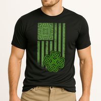 St Patrick's Day Celtic Shamrock US American Flag Cooling Performance Crew T-Shirt
