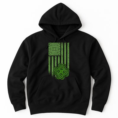 St Patrick's Day Celtic Shamrock US American Flag Hoodie