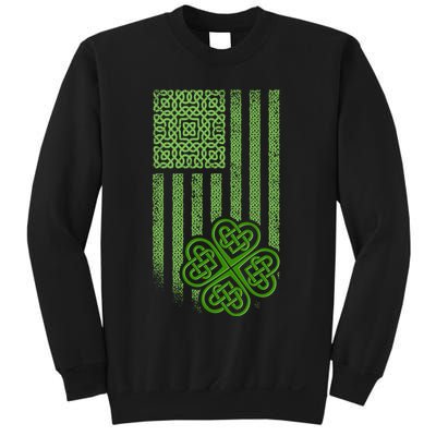 St Patrick's Day Celtic Shamrock US American Flag Sweatshirt