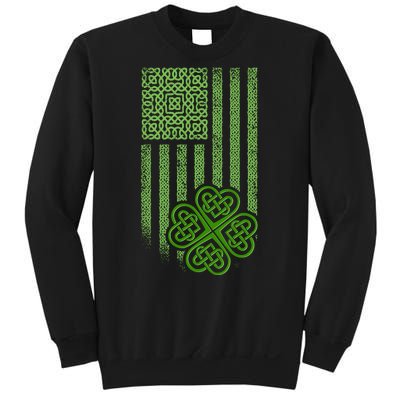 St Patrick's Day Celtic Shamrock US American Flag Sweatshirt