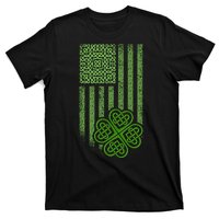 St Patrick's Day Celtic Shamrock US American Flag T-Shirt