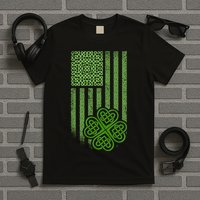 St Patrick's Day Celtic Shamrock US American Flag T-Shirt