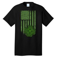 St Patrick's Day Celtic Shamrock US American Flag Tall T-Shirt