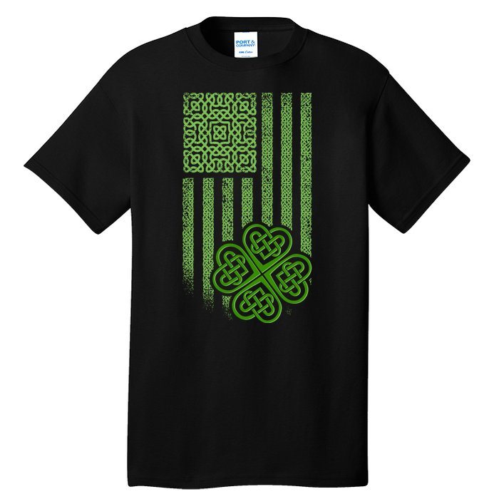 St Patrick's Day Celtic Shamrock US American Flag Tall T-Shirt