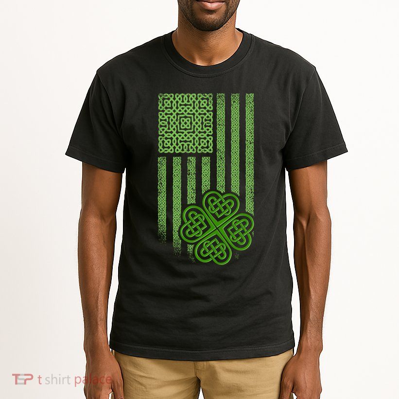 St Patrick's Day Celtic Shamrock US American Flag Tall T-Shirt