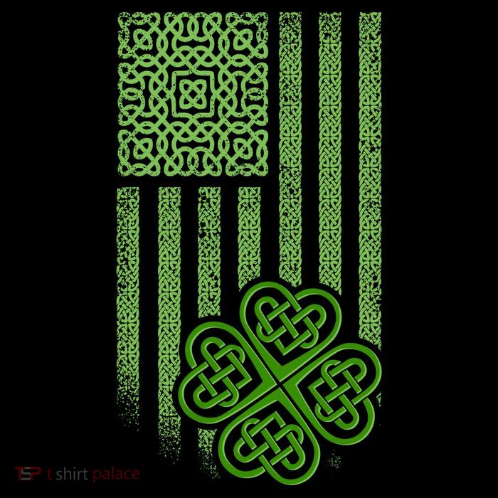 St Patrick's Day Celtic Shamrock US American Flag Button
