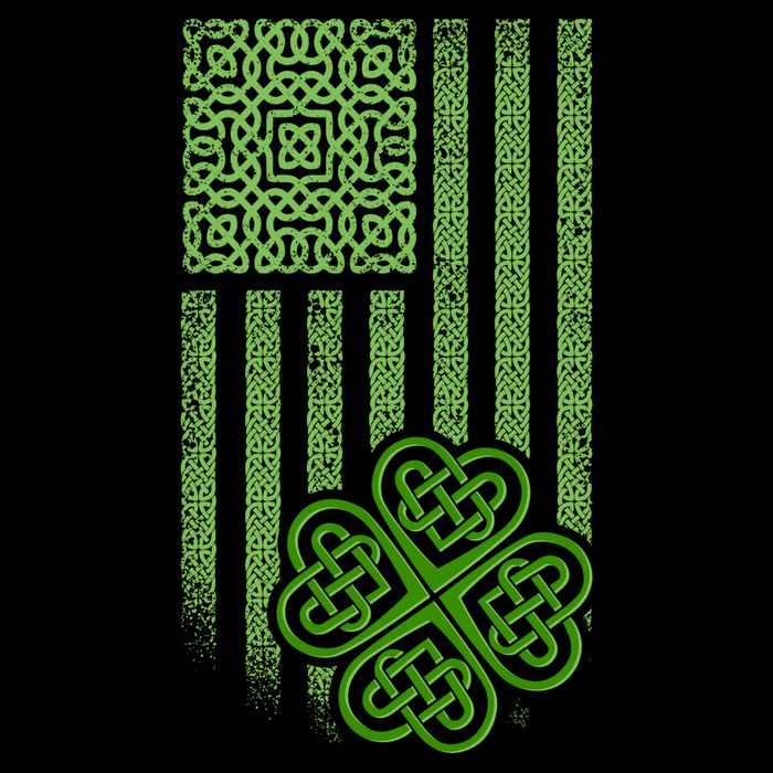 St Patrick's Day Celtic Shamrock US American Flag Drawstring Bag