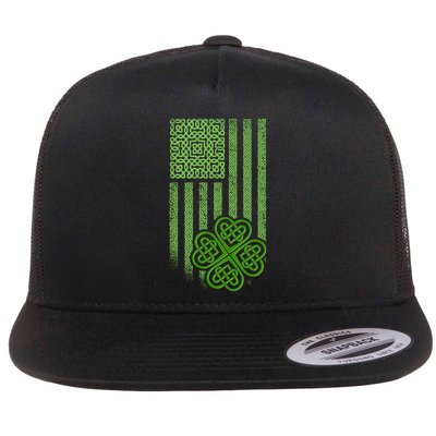 St Patrick's Day Celtic Shamrock US American Flag Flatbill Hat