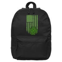 St Patrick's Day Celtic Shamrock US American Flag 16 in Basic Backpack