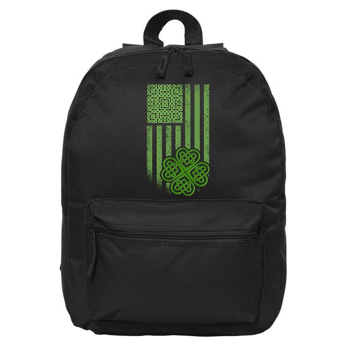 St Patrick's Day Celtic Shamrock US American Flag 16 in Basic Backpack