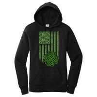 St Patrick's Day Celtic Shamrock US American Flag Women's Pullover Hoodie