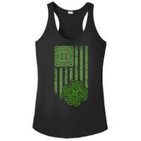 St Patrick's Day Celtic Shamrock US American Flag Ladies PosiCharge Competitor Racerback Tank