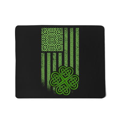 St Patrick's Day Celtic Shamrock US American Flag Mousepad