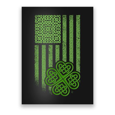 St Patrick's Day Celtic Shamrock US American Flag Poster