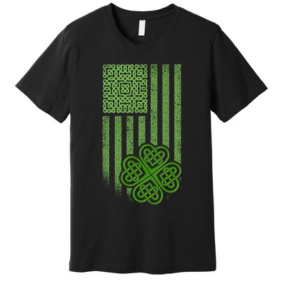 St Patrick's Day Celtic Shamrock US American Flag Premium T-Shirt