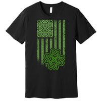 St Patrick's Day Celtic Shamrock US American Flag Premium T-Shirt