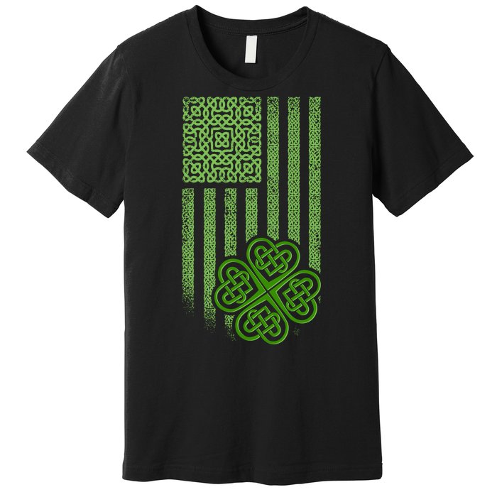 St Patrick's Day Celtic Shamrock US American Flag Premium T-Shirt